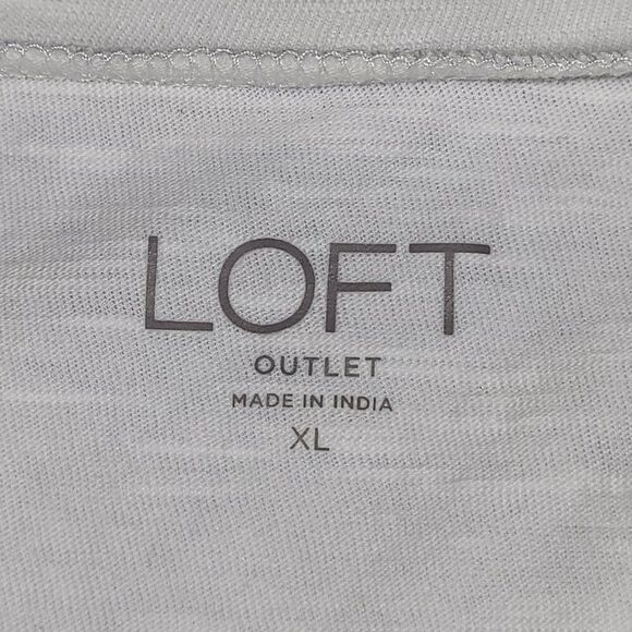 NEW LOFT X-Large 100% Cotton T-Shirt Semi-Sheer Embroidered Neckline Athleisure - Picture 4 of 11